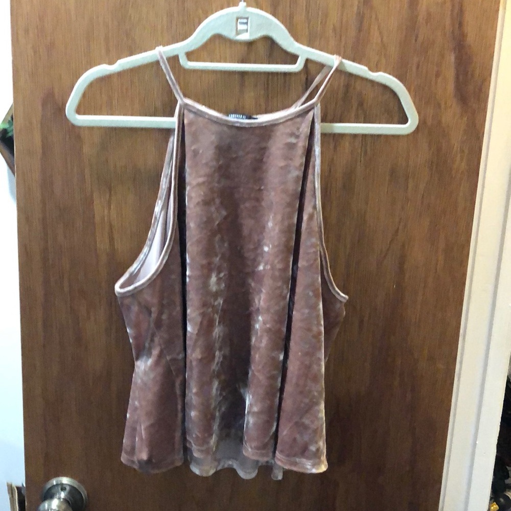 Gold shimmery tank with open shoulders